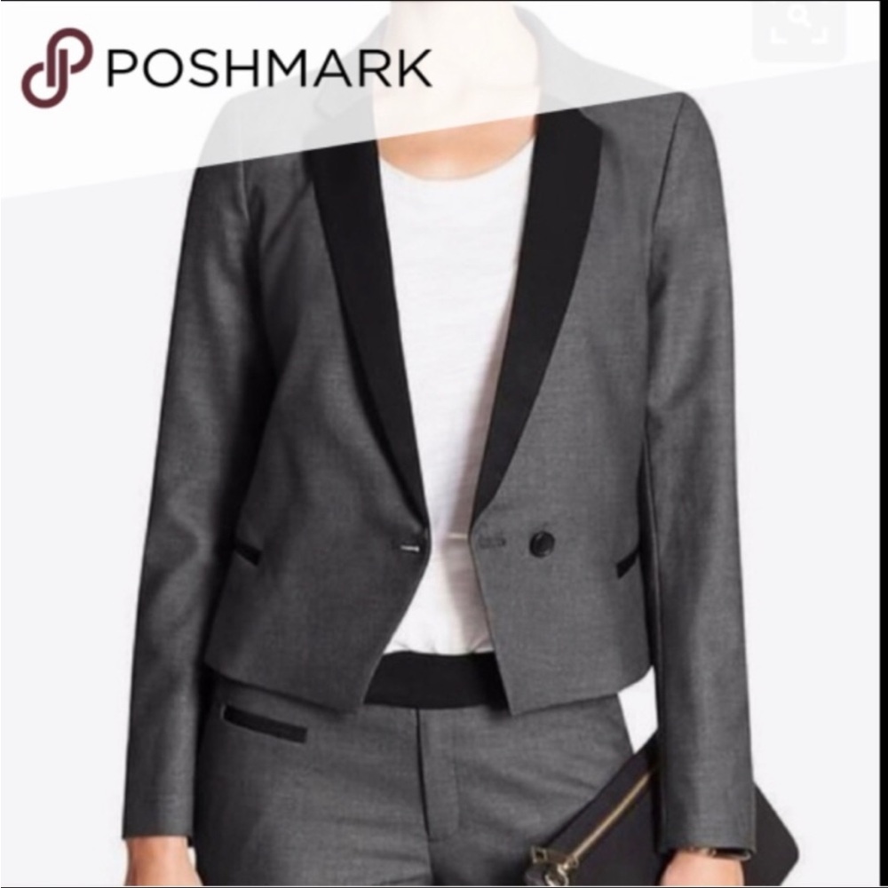 Banana Republic Tuxedo Blazer Grey and Black Size 10